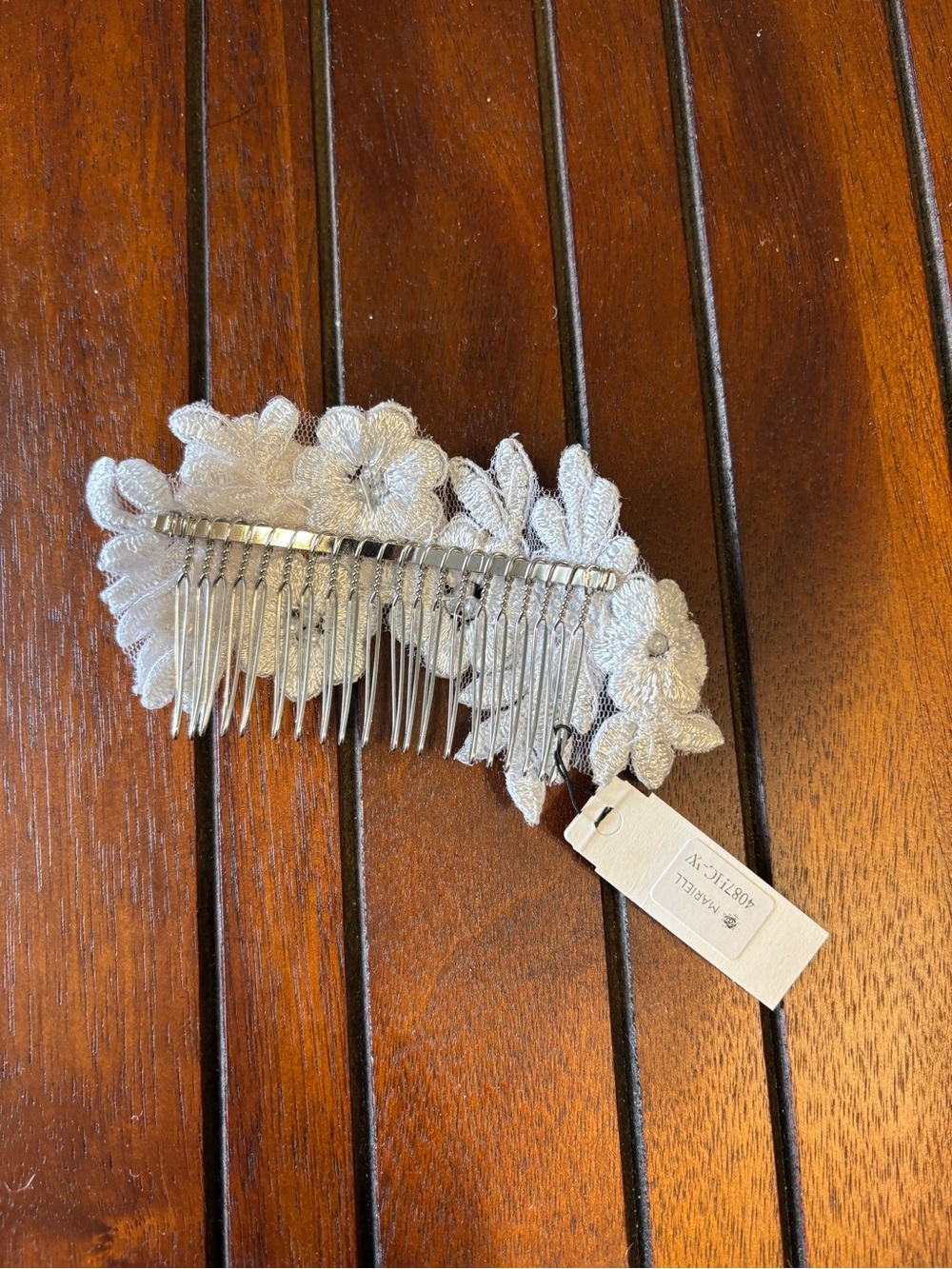 Mariell Ivory Floral Pearl Bridal Hair Comb - Picture 2 of 2